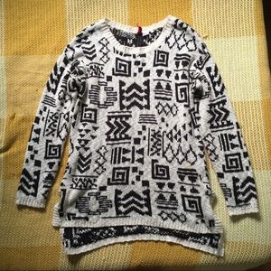 Oversized Tribal Print Dress Sweater
